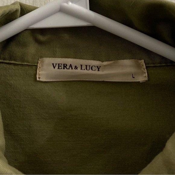 Green Jacket- Gold Metal Star Details - Vera & Lucy - Size Large - Picture 4 of 7